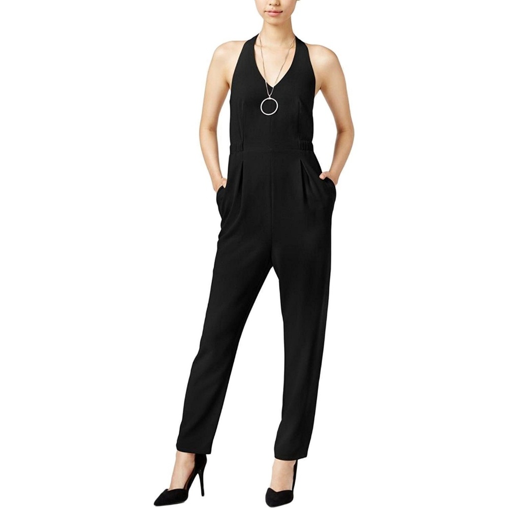 Bar III Halter Pants Jumpsuit Black XS v644